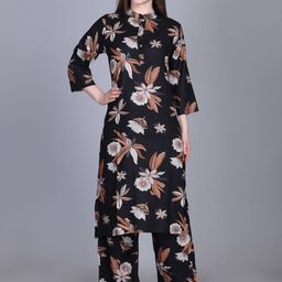 TRUDO Women Floral Printed Regular Pure Cotton Kurta with Palazzos-image-86