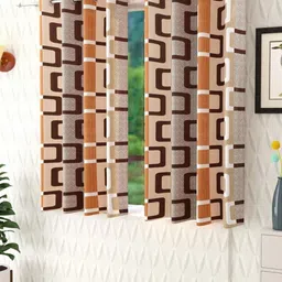 BELLA TRUE Brown & White 2 Pieces Geometric Printed Window Curtains-picture-26