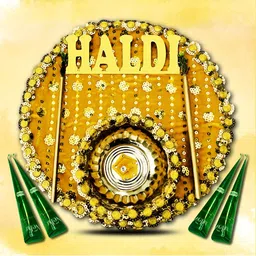 ME & YOU Yellow & White Haldi Thali With 4 Pcs Mehendi Cones-68