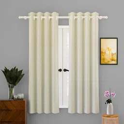 Kuber Industries Cream 6 Pieces Self Design Cotton Window Curtains-image-65