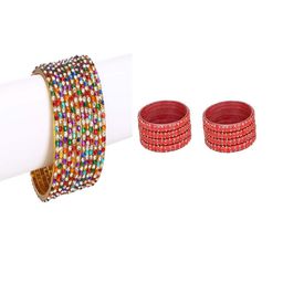 SOMIL Set Of 20 Multi Alloy Artificial Stones and Beads Antique Bangles-image-49