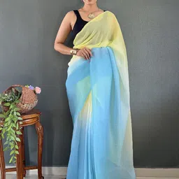 DIVASTRI Ombre Dyed Pure Georgette Ready to Wear Saree-image-43