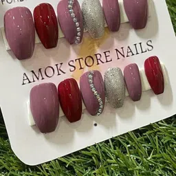 AMOK STORE Set Of 12 Stick-On Artificial Nails With Mini Application Kit- Brown image 2
