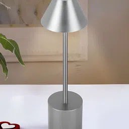 Homesake Silver-Toned Aluminium Industrial Frusturical Shaped Table Lamp-image-63