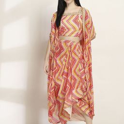 Rangriti Printed Top, Jacket & Skirt Co-Ord Set-image-60