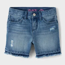 THE CHILDREN'S PLACE Girls Washed Distressed Denim Shorts-picture-38