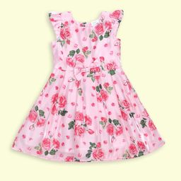 Doodle Floral Print Satin Fit & Flare Dress-image-42