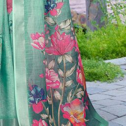 Anouk Rustic Floral Printed Zari Block Print Saree image 3