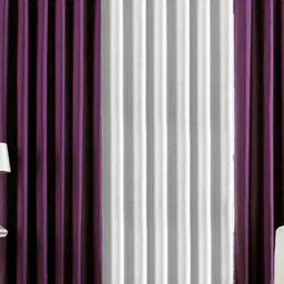 BELLA TRUE White & Burgundy 3 Pieces Eyelet Fitted Door Curtains-17