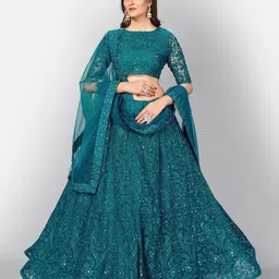DIVASTRI Embroidered Thread Work Semi-Stitched Lehenga & Unstitched Blouse With Dupatta-5