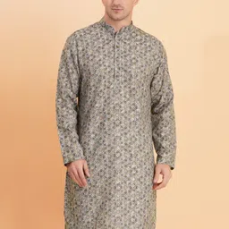 SG LEMAN Men Ethnic Motif Printed Mandarin Collar Kurta-image-57