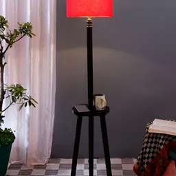 Devansh Brown & Red Wooden Floor Lamp-picture-27