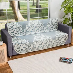 Kuber Industries Blue & Off White 2 Pieces Printed Cotton 3-Seater Sofa Covers-image-30