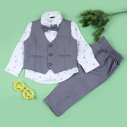 V-Mart Boys Printed Single-Breasted Cotton 3 Piece Suits-11