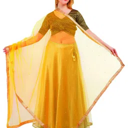 Way2Like Floral Embroidered Gotta Patti Net Wrap Shawl Scarf Hijab Dupatta-12