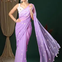 KALINI Floral Embroidered designer Saree with blouse piece-image-51