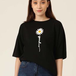 Stylecast X Kotty Women Floral Printed Drop-Shoulder Sleeves Oversized T-shirt-image-88
