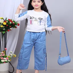 NEWSIFA Girls Printed RoundNeck T-shirt With Cargo-image-8