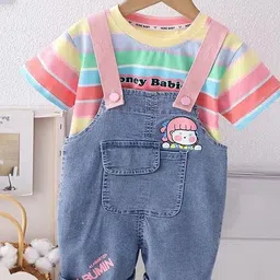 LULU & SKY Printed T-shirt With Dungaree-image-67