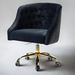 nestroots Grey & Gold-Toned Sophisticated Velvet Office Chair-image-30