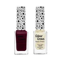 CROWN Set Of 2 Long Wear Glossy Finish Nail Enamel - 10 ml Each - Crimson Glow-13