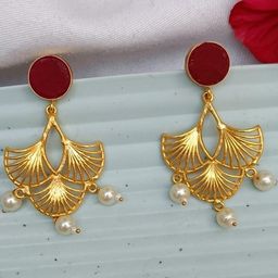 FindHerFavorite Gold-Plated Stones Studded & Beads Beaded Contemporary Drop Earrings-image-59
