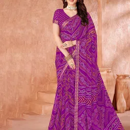 DURGA EMPORIO Bandhani Printed Pure Chiffon Saree With Blouse Piece-picture-20