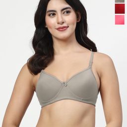 LILY Maofcigam Women Pack Of 3 Full Coverage Seamless Heavily Padded Regular T-shirt Bra-34