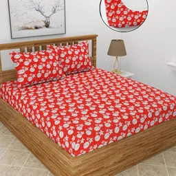 MORADO Red Cartoon Characters Printed Wool 210 TC Queen Bedsheet Set 1.82 m x 1. 98 m-image-81