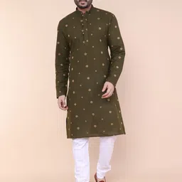 W & G Men Embroidered Regular Kurta with Churidar-picture-42