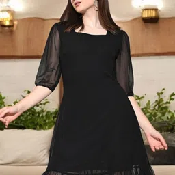 IUGA Georgette A-Line Dress-image-93