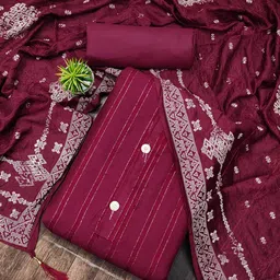 Maroosh Striped Embellished Zari Unstitched Dress Material-image-28