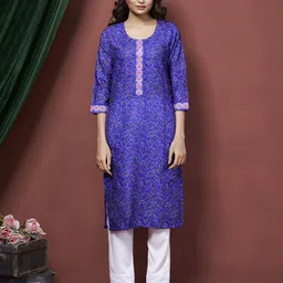 BAPS Women Bandhani Printed Cotton Straight Kurta-19