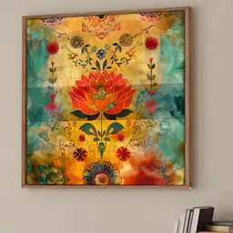Art Street Orange & Green 1 Piece Canvas Floral and Botanical Wall Paintings-37