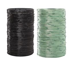 Guddan Set of 96 Black & Pista Metal Bangles-40