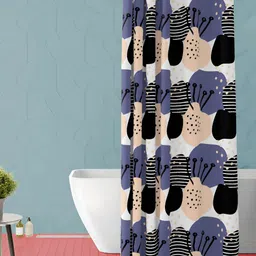ArtzFolio Grey & Black Printed Waterproof Shower Curtain-12