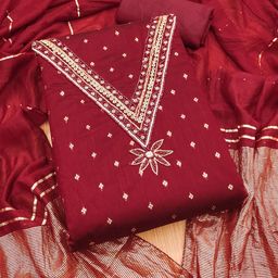 LeeliPeeri Designer Embellished Unstitched Dress Material-image-98
