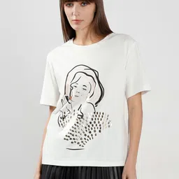 Vero Moda Women Graphic Printed Round Neck Cotton Relaxed Fit T-shirt-image-51