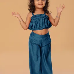 The Mini Trunk Girls Shoulder Straps Top With Palazzo-image-62