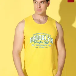 WOOSTRO Pack Of 2 Printed Combed Cotton Gym Vests VWS26(BKLN YELLOW)(ALONE MAROON)-34