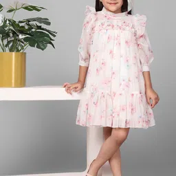 Macwin Girls Floral Printed Georgette A-Line Dress-picture-20