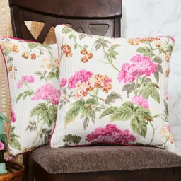Urban Jaipur Pink & Green Set of 2 Floral Square Cushion Covers-20