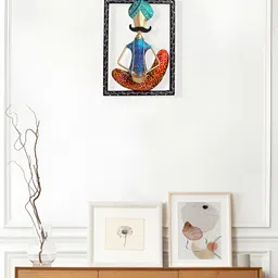 Golden Peacock Blue & Red Musician Wall Decor-57