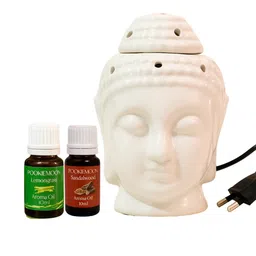 Pookiemoon Set Of 2 White Electric Ceramic Buddha Shaped Aroma Diffuser 10ml Each-15