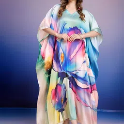 LABEL AARNA Print Satin Kaftan Maxi Dress-image-86
