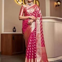 Mitera Woven Design Zari Organza Banarasi Saree-15