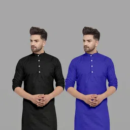 VS MALL Men Blue Kurtas-image-92