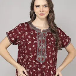evolove Women Printed Maxi Nightdress-image-61