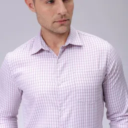 Luxe by TIGC Men Spread Collar Gingham Checked Cotton Slim Fit Formal Shirt-image-80