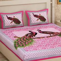 POORAK Pink & Green Ethnic Motifs 104 TC King Bedsheet Set 0.9 mx 1 m-picture-12